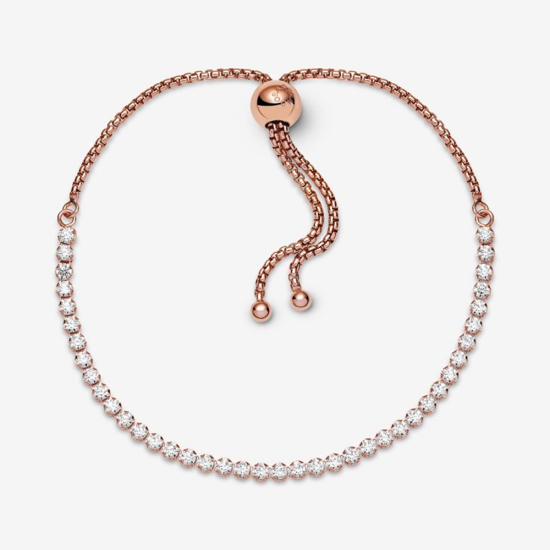 Pandora Sparkling Slider Tennis Sliding Bracelets Rose Gold Plated | 187-EPHBDN