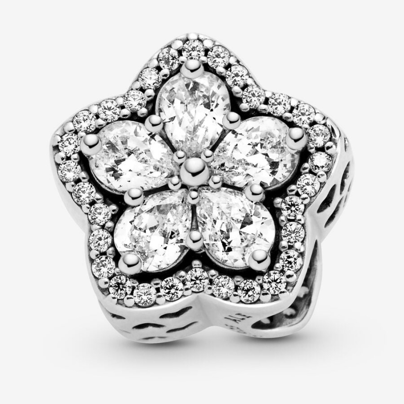 Pandora Sparkling Snowflake Sliding Set Charm Holders Sterling Silver | 207-YZOSAM