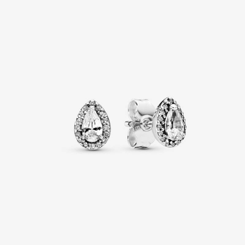 Pandora Sparkling Teardrop Halos Stud Earrings Sterling Silver | 836-AKYBVZ