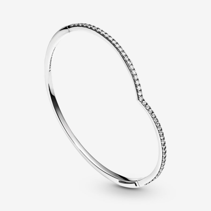 Pandora Sparkling Wishbone Bangle Bangles Sterling Silver | 678-NJRVYS