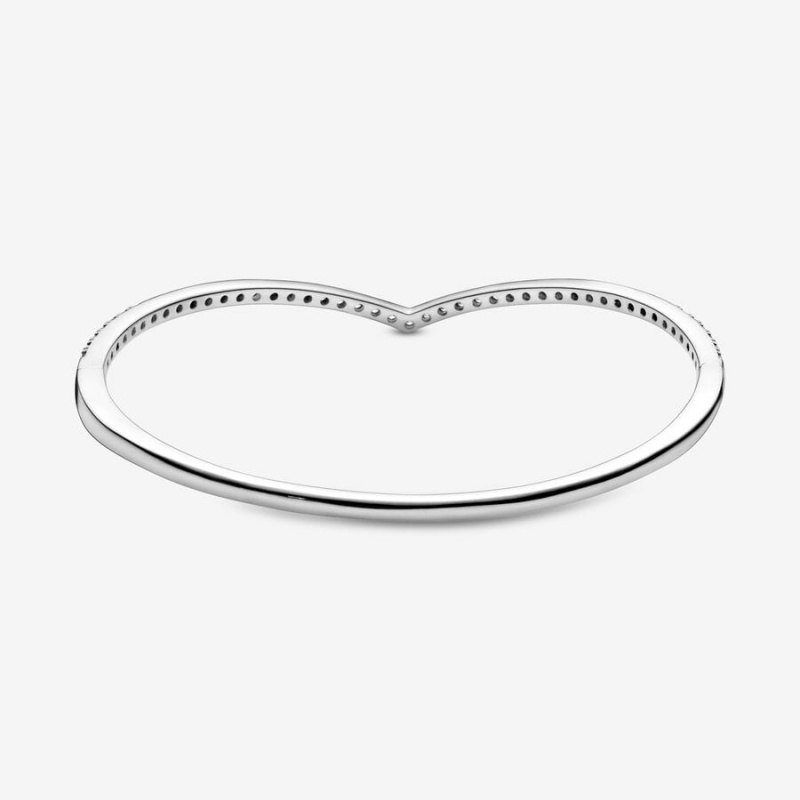 Pandora Sparkling Wishbone Bangle Bangles Sterling Silver | 678-NJRVYS