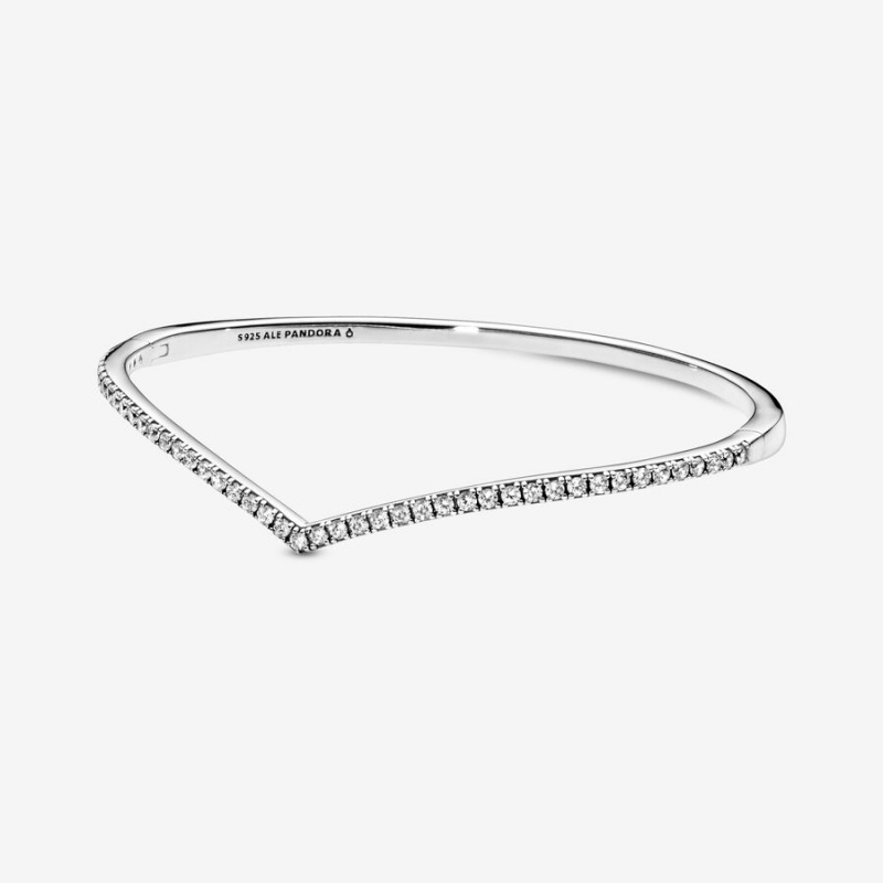 Pandora Sparkling Wishbone Bangle Bangles Sterling Silver | 678-NJRVYS