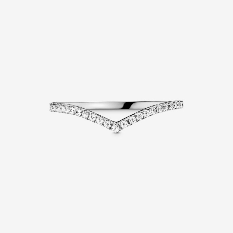 Pandora Sparkling Wishbone Heart & Promise Rings Sterling Silver | 239-CSVOQU