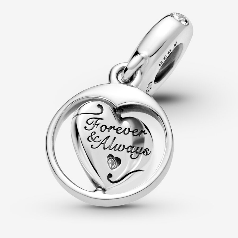 Pandora Spinning Forever & Always Soulmate Dangle Dangle Charms Sterling Silver | 531-QJCBLZ