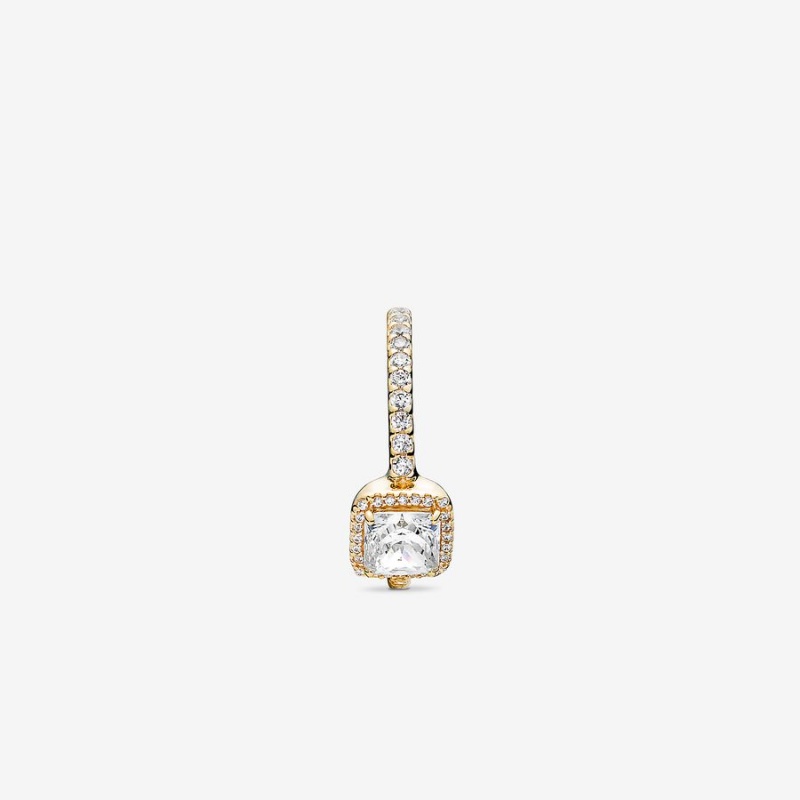 Pandora Square Sparkle Halo Halo & Solitaire Rings Gold | 185-XTCEQV