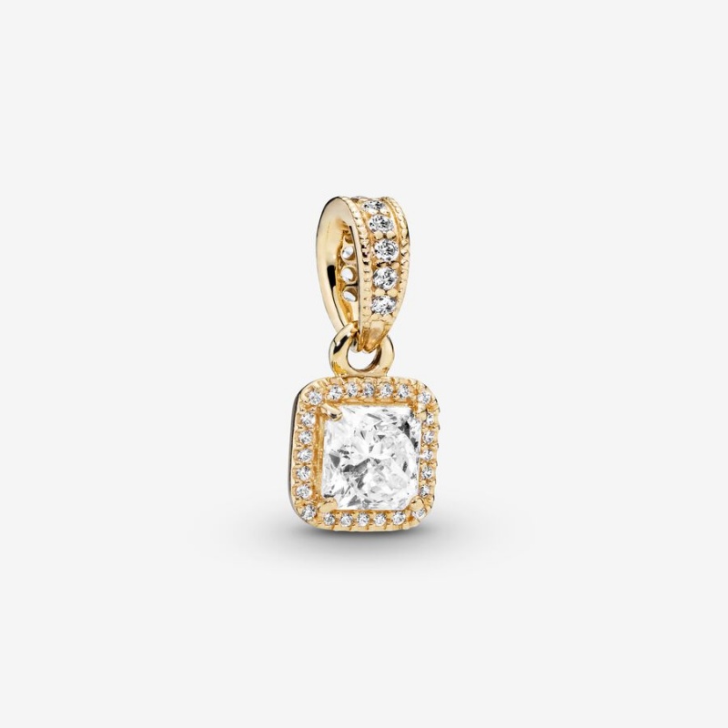 Pandora Square Sparkle Halo Pendants Gold | 354-SCXFIM