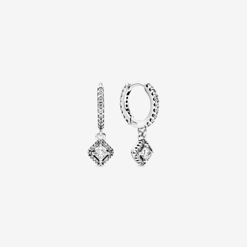 Pandora Square Sparkle Stud Earrings Sterling Silver | 714-ACQSHT