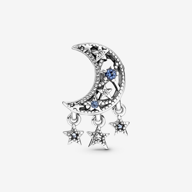 Pandora Star & Crescent Moon Dangle Charms Sterling Silver | 140-TPREBI