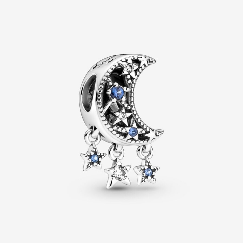 Pandora Star & Crescent Moon Dangle Charms Sterling Silver | 140-TPREBI