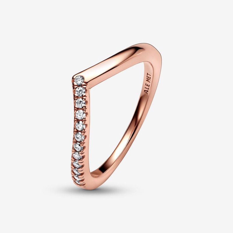 Pandora Timeless Wish Half Sparkling Stackable Rings Rose Gold Plated | 892-GKDUWS