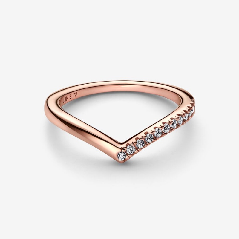 Pandora Timeless Wish Half Sparkling Stackable Rings Rose Gold Plated | 892-GKDUWS