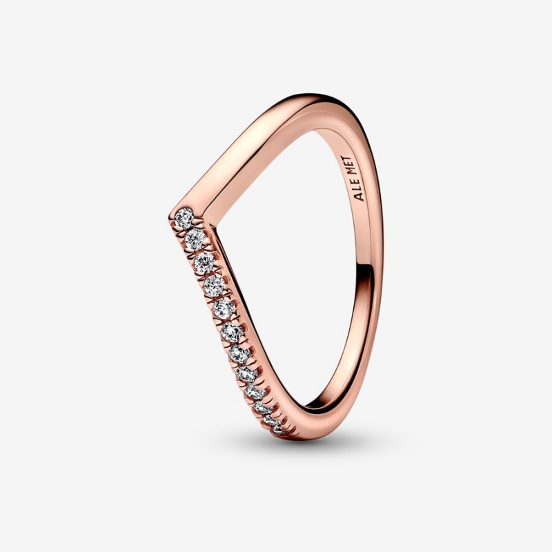 Pandora Timeless Wish Half Sparkling Stackable Rings Rose Gold Plated | 892-GKDUWS