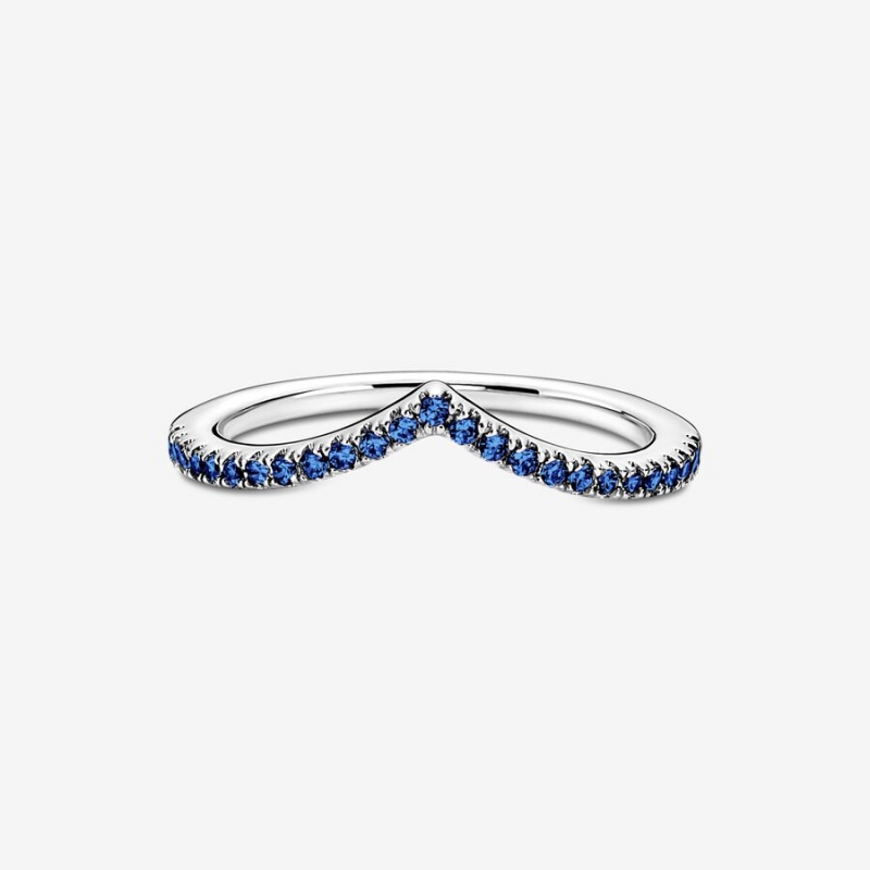 Pandora Timeless Wish Sparkling Blue Stackable Rings Sterling Silver | 852-QCMYDZ