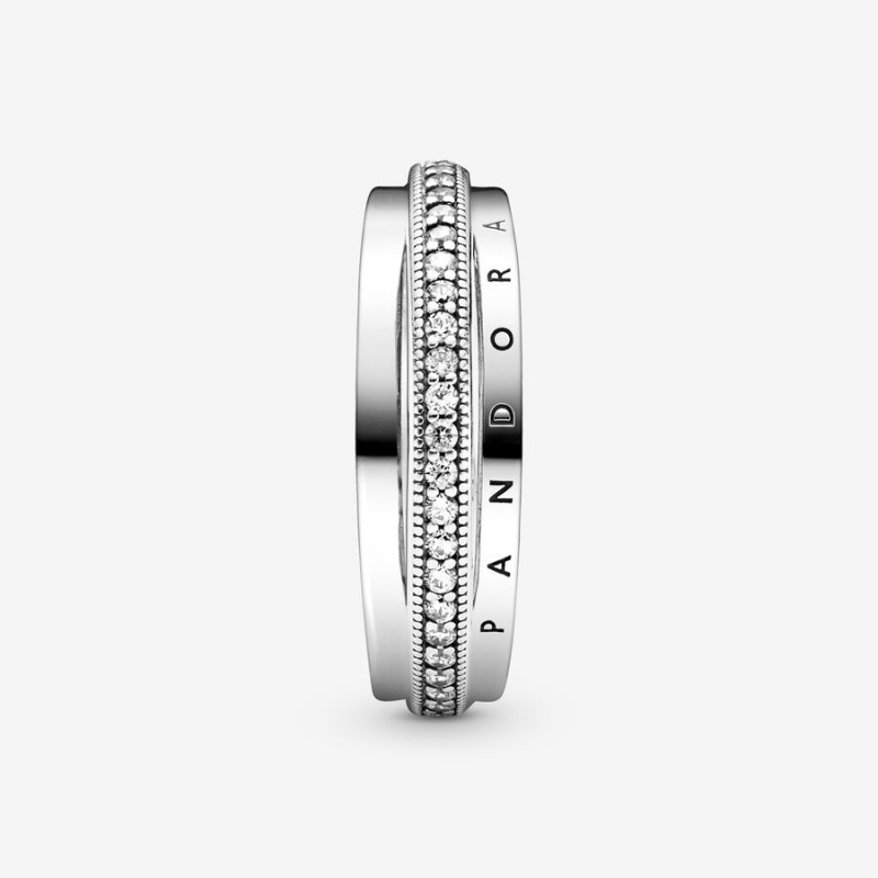 Pandora Triple Band Pavé Statement Rings Sterling Silver | 610-IZOMLV