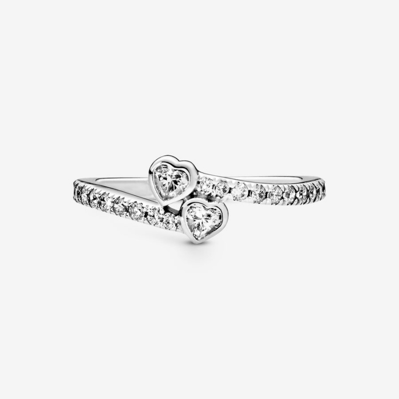 Pandora Two Sparklings Heart & Promise Rings Sterling Silver | 859-BRUOZH