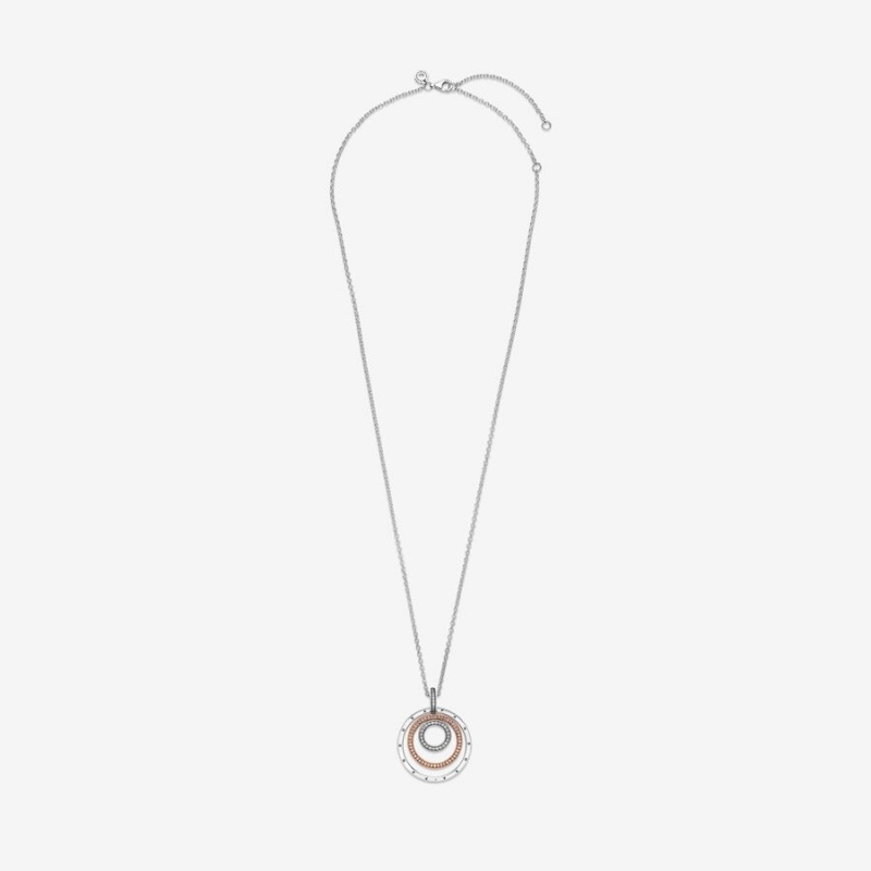 Pandora Two-tone Circles Pendant Necklaces Two-tone | 035-YWFTMV