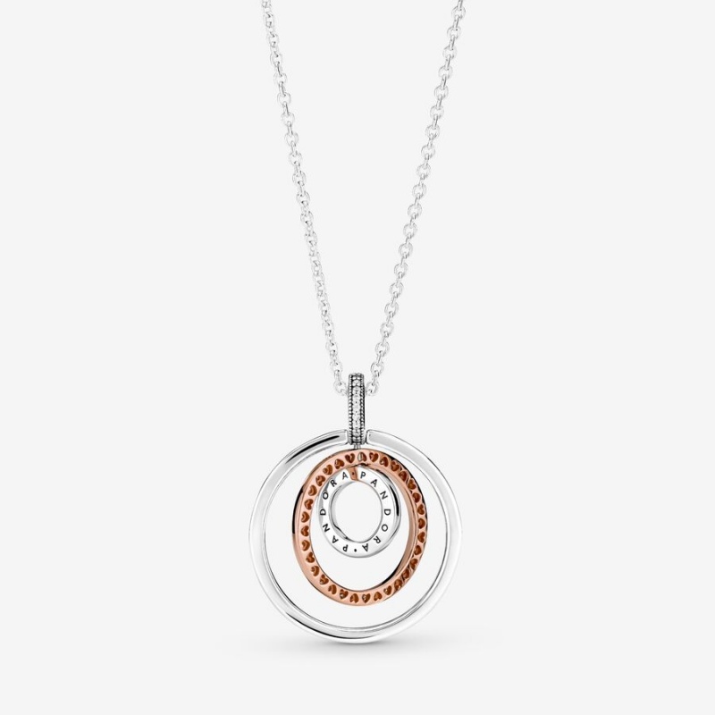 Pandora Two-tone Circles Pendant Necklaces Two-tone | 035-YWFTMV