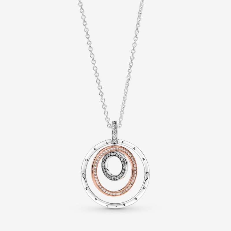 Pandora Two-tone Circles Pendant Necklaces Two-tone | 035-YWFTMV