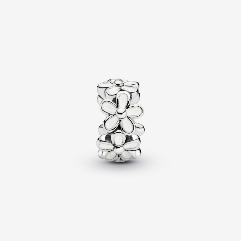 Pandora White Daisy Flower Spacer Spacer Charms Sterling Silver | 480-OGDIBV