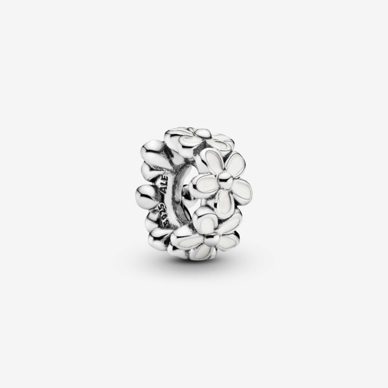 Pandora White Daisy Flower Spacer Spacer Charms Sterling Silver | 480-OGDIBV