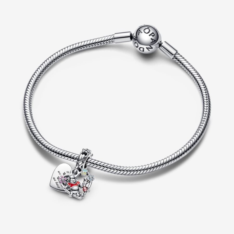 Pandora Winnie the Pooh & Piglet Double Dangle Dangle Charms Sterling Silver | 459-KNYHLZ