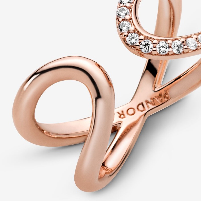 Pandora Wrapped Open Infinity Statement Rings Rose Gold Plated | 409-OSRGQZ