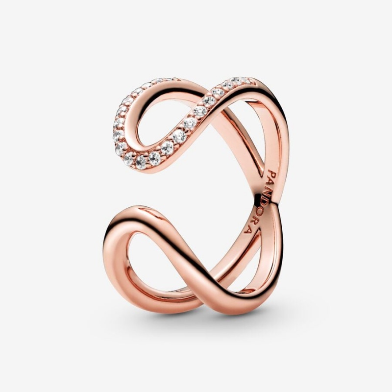 Pandora Wrapped Open Infinity Statement Rings Rose Gold Plated | 409-OSRGQZ